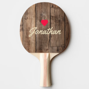 Raquette De Ping Pong Planches de sol de grange vintage signature cœur