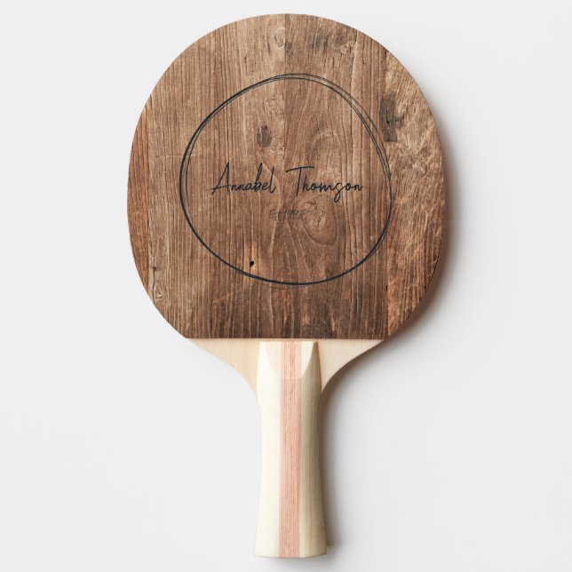 Raquette De Ping Pong Planches Driftwood Nom dans un Cercle Dessiné (Devant)