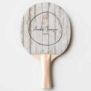 Raquette De Ping Pong Planches en Bois Blanchies Nom dans un Cercle Dess