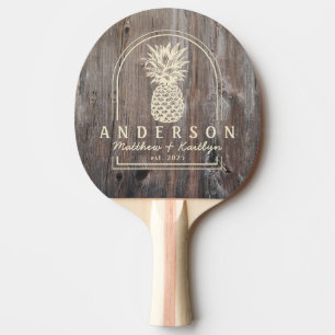 Raquette De Ping Pong Planches Usées Arche de Mariage Ananas&Nom
