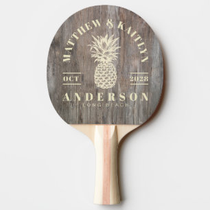 Raquette De Ping Pong Planches Usées Tropicale Mariage Ananas