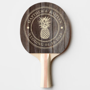 Raquette De Ping Pong Planches Vintage Noms de Mariage au Ananas