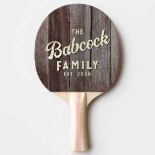 Raquette De Ping Pong Planches Vintage Rétro Nom de Famille & Année
