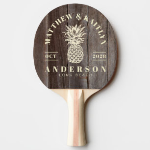 Raquette De Ping Pong Planches Vintage Tropical Mariage Ananas
