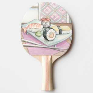 Raquette De Ping Pong Plat des sushi assortis avec des baguettes