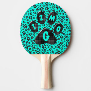 Raquette De Ping Pong Poches de chien noir et blanc Pointe Polka sur cya