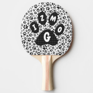Raquette De Ping Pong Poignées de chien noir et blanc Polka Ping Pad