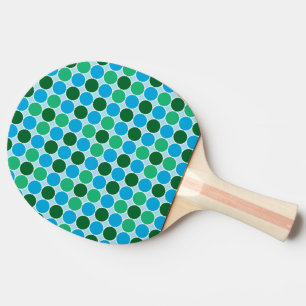 Raquette De Ping Pong Points bleu turquoise rétro Motif géométrique