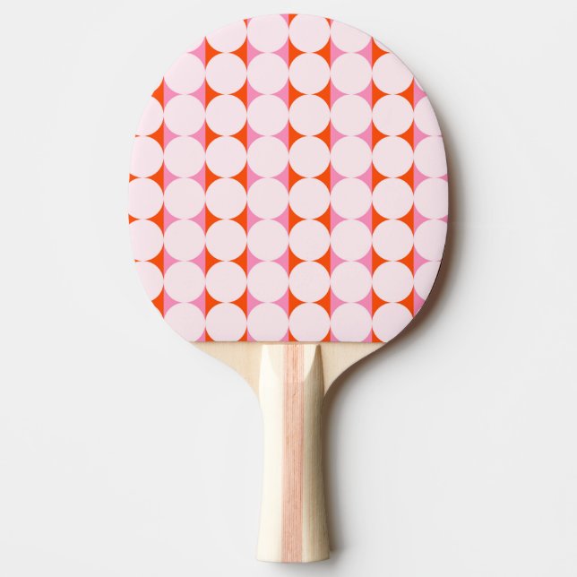 Raquette De Ping Pong Points et rayures ludiques - rouge et rose (Devant)