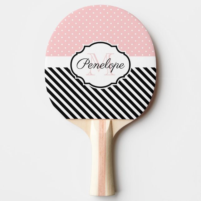 Raquette De Ping Pong Points et rayures mignons (Devant)