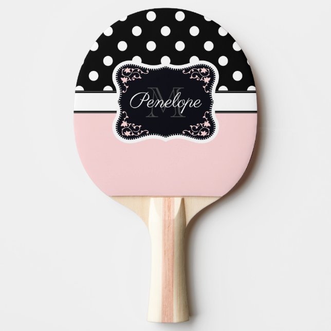 Raquette De Ping Pong Points roses et noirs (Devant)