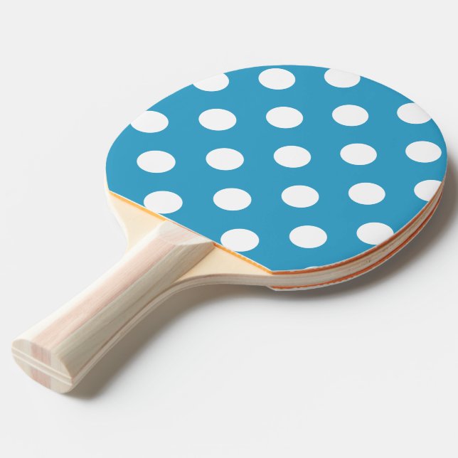 Raquette De Ping Pong Pois blancs sur Arrière - plan bleu Peacock (Dos Angle)