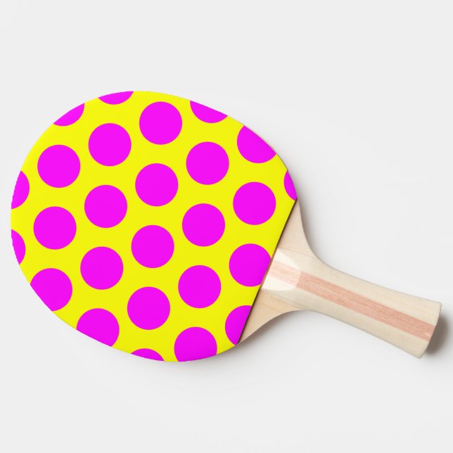 Raquette De Ping Pong Pois jaunes et magenta (Côté)