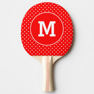 Raquette De Ping Pong Pois minuscules en rouge et blanc