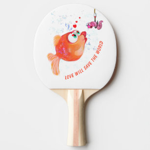 Raquette De Ping Pong Poisson amusant et ver Ping Paddle - Texte personn
