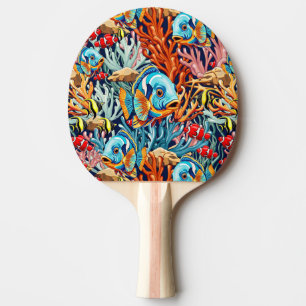 Raquette De Ping Pong Poissons Tropicaux Vibrations Colorées d'Été