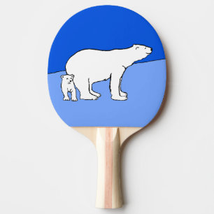 Raquette De Ping Pong Polar Bear Mom and Cub Peinture - Wildlife Art