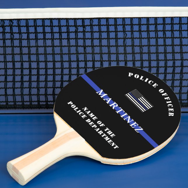 Raquette De Ping Pong Police de ligne bleue mince personnalisée Police U (Insitu)