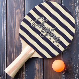 Raquette De Ping Pong Polo Milieu du Siècle Midnight Ocean Nom Peint