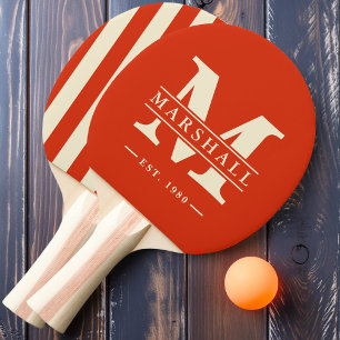 Raquette De Ping Pong Polo rayé avec monogramme et nom superposé Blood O