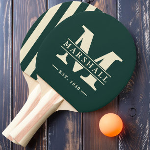 Raquette De Ping Pong Polo rayé vert sauge avec monogramme et superposit