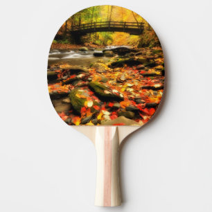 Raquette De Ping Pong Pont en bois et crique dans l'automne