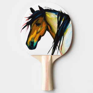 Raquette De Ping Pong Pony sauvage   Cheval aquarelle