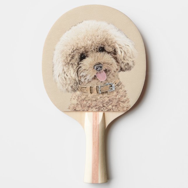 Raquette De Ping Pong Poodle Miniature Toy Apricot Crème Chien Brown Art (Devant)