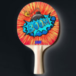 Raquette De Ping Pong Pop Art Comic Style Bomb Boom! Personnalisé<br><div class="desc">Cette bande dessinée rétro Boom ! est parfait pour n'importe quel collectionneur de super héros ou fan boy. Les graphismes brillants ont des lignes dures et des couleurs audacieuses.</div>