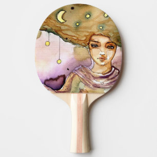 Raquette De Ping Pong Portrait abstrait et jolie femme
