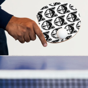 Raquette De Ping Pong Portrait noir et blanc Husky Lino Motif coupe
