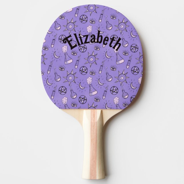 Raquette De Ping Pong Potions de sorcière Motif d'alchimie violette (Devant)