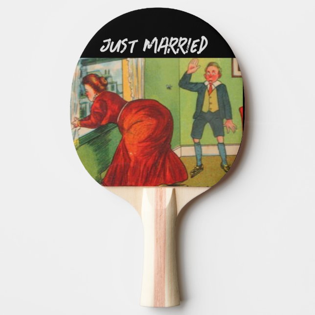 RAQUETTE DE PING PONG POUR MARIAGE DRÔLE JUST MARR (Devant)