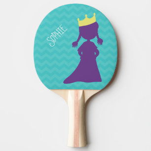 Raquette De Ping Pong Princesse pourpre personnalisée Silhouette Teal de