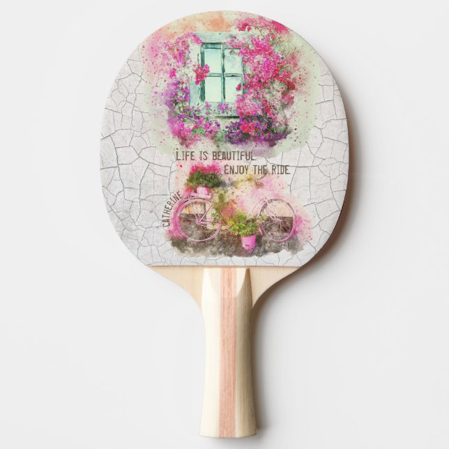Raquette De Ping Pong Profitez De La Promenade | Vélo Aquarelle Avec Fle (Devant)
