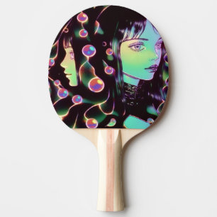 Raquette De Ping Pong Psychedélique Anime Girl