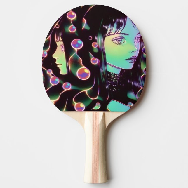 Raquette De Ping Pong Psychedélique Anime Girl (Devant)
