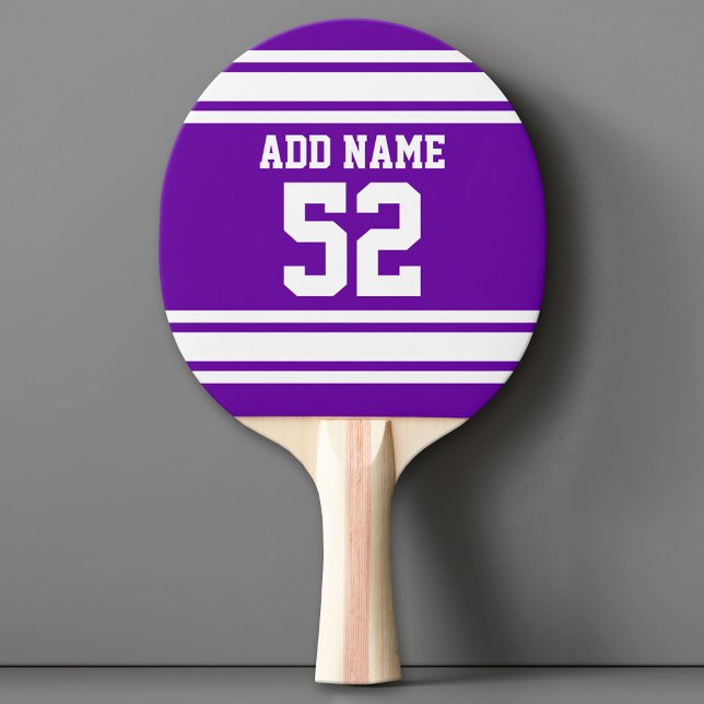 Raquette De Ping Pong Purple White Football Jersey Nom personnalisé Numé (Custom Ping Pong Paddle - Team or College colors Sports Jersey)