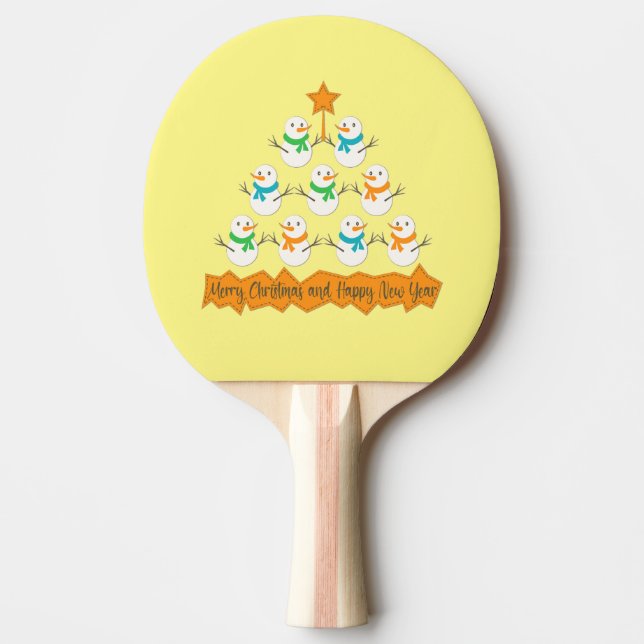 Raquette De Ping Pong Pyramide des sapins de Noël faite de bonhommes de  (Devant)