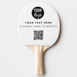 Raquette De Ping Pong QR Code Business Logo Blanc Simple Table Tennis