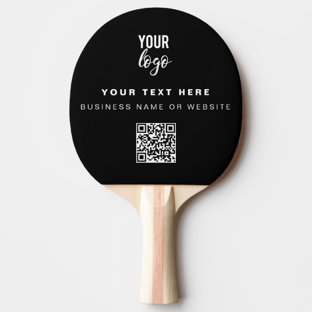 Raquette De Ping Pong QR Code Business Logo Noir Simple Table Tennis (Devant)
