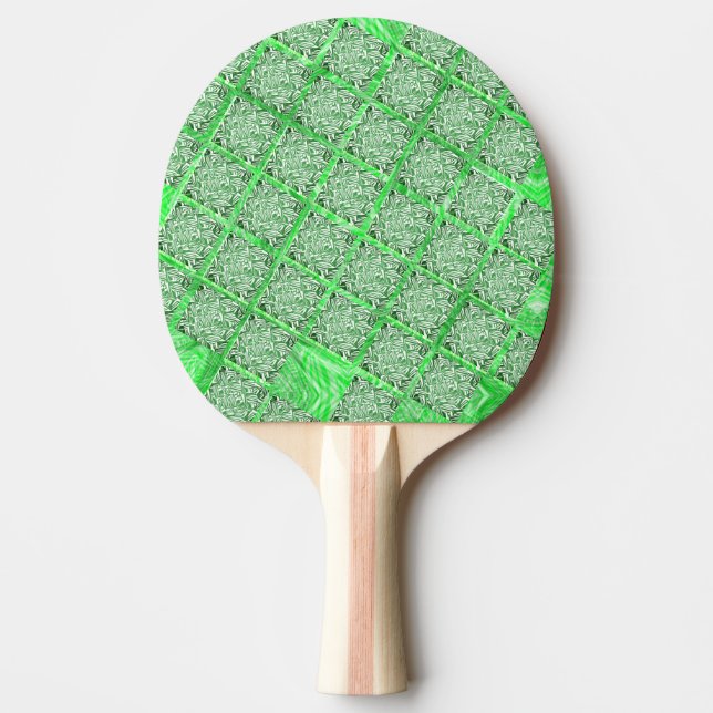 Raquette De Ping Pong Quadradas, fake azulejo, fakes folhagens verdes. (Devant)