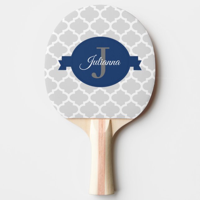 Raquette De Ping Pong Quatrefoil bleu personnalisé (Devant)