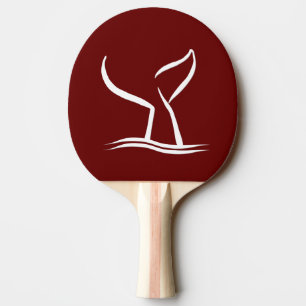 Raquette De Ping Pong Queue de baleine blanche sur fond rouge foncé