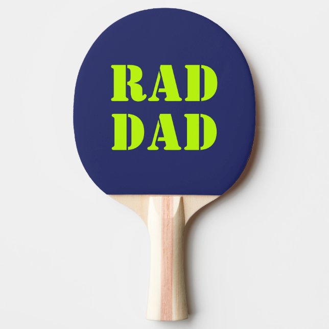 Raquette De Ping Pong Rad Papa néon vert marine bleu typographie moderne (Devant)