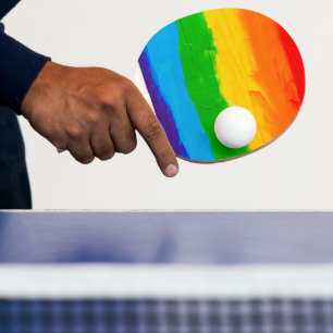 Raquette De Ping Pong Rainbow Pride Ping Paddle - Paint à l'huile LGBT