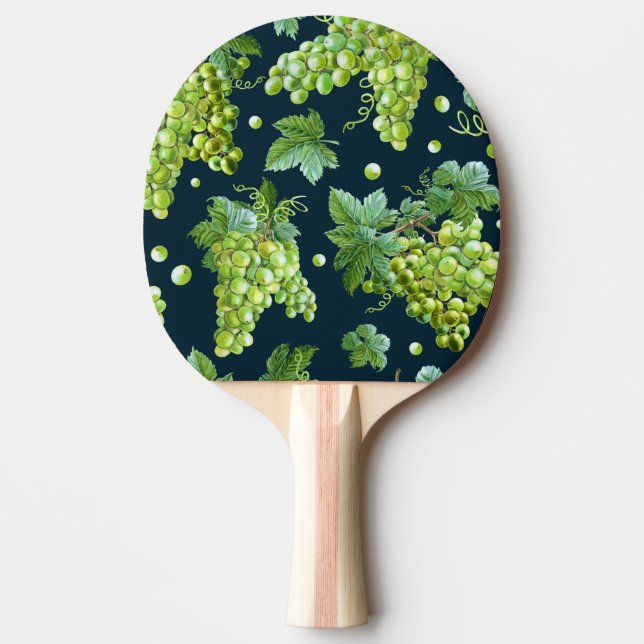 Raquette De Ping Pong Raisin vert : Aquarelle Motif foncé (Devant)