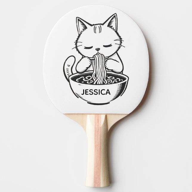 Raquette De Ping Pong Ramen Cat – Anime Kawaii Personnalisé (Devant)