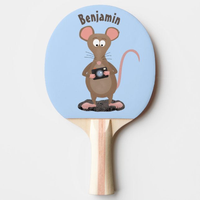 Raquette De Ping Pong Rat drôle avec dessin animé de la caméra (Devant)