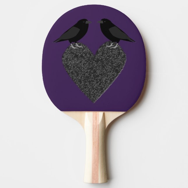 Raquette De Ping Pong Ravens gothiques et Coeur noir (Devant)